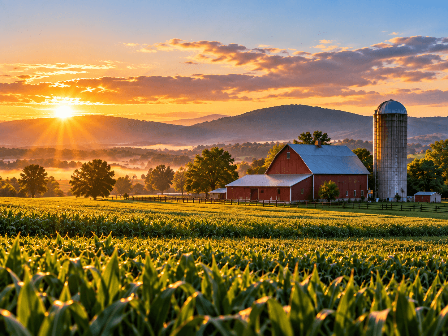 Farm at sunrise